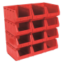 Sealey TPS412R Plastic Storage Bin 210 x 355 x 165mm   Red Pack of 12